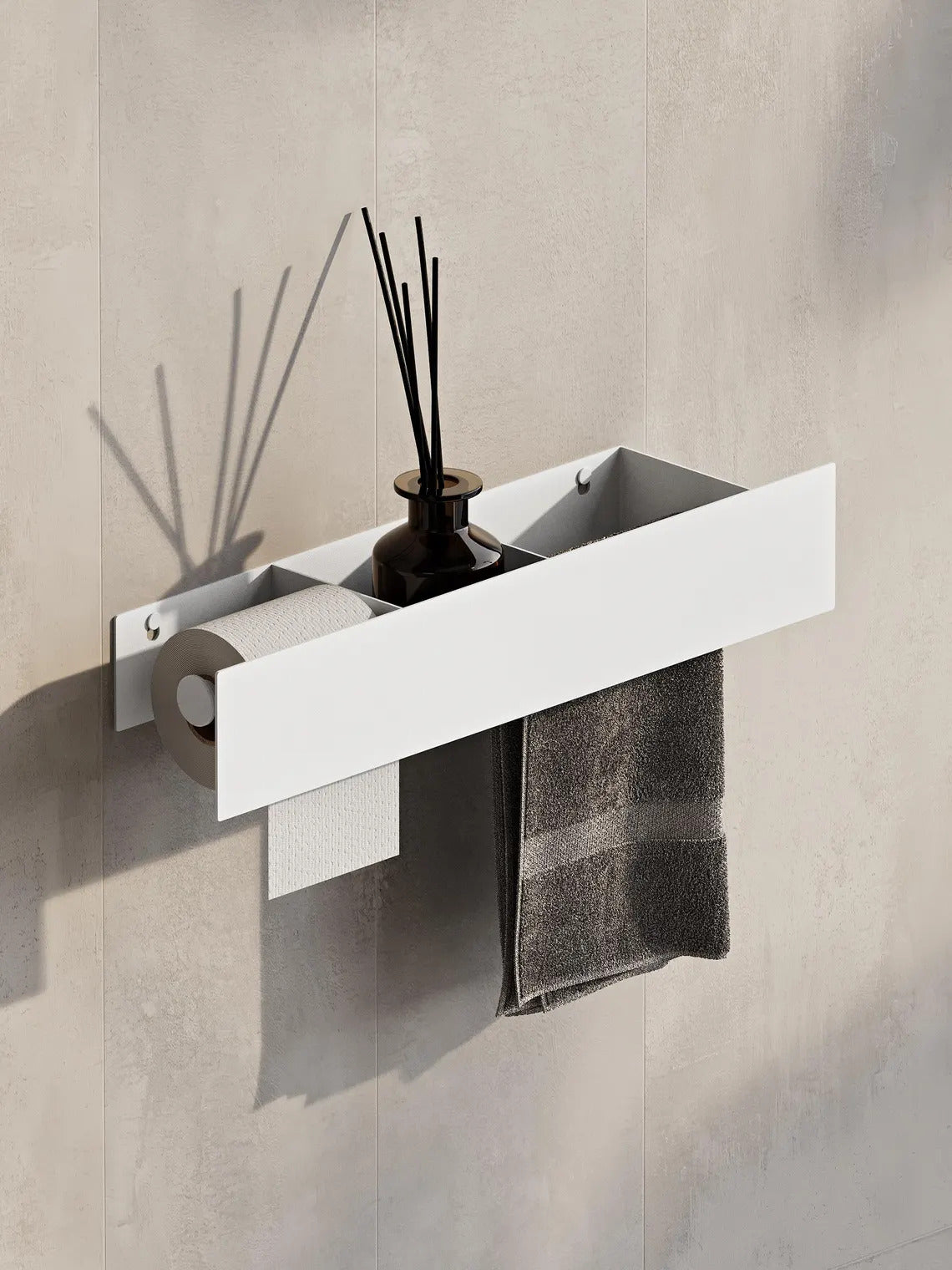 Mensola da parete per bagno 3 in 1: portasciugamani e porta carta igienica