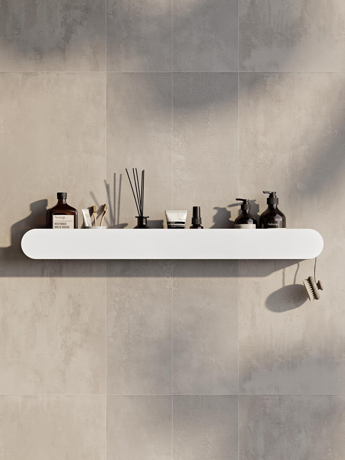 Black Wall Mounted Bathroom Shelf – Metal Floating Storage Rack for Toiletries