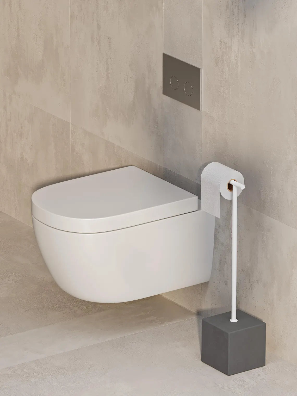 Freestanding Black Metal Toilet Paper Holder – Minimalist Bathroom Floor Stand