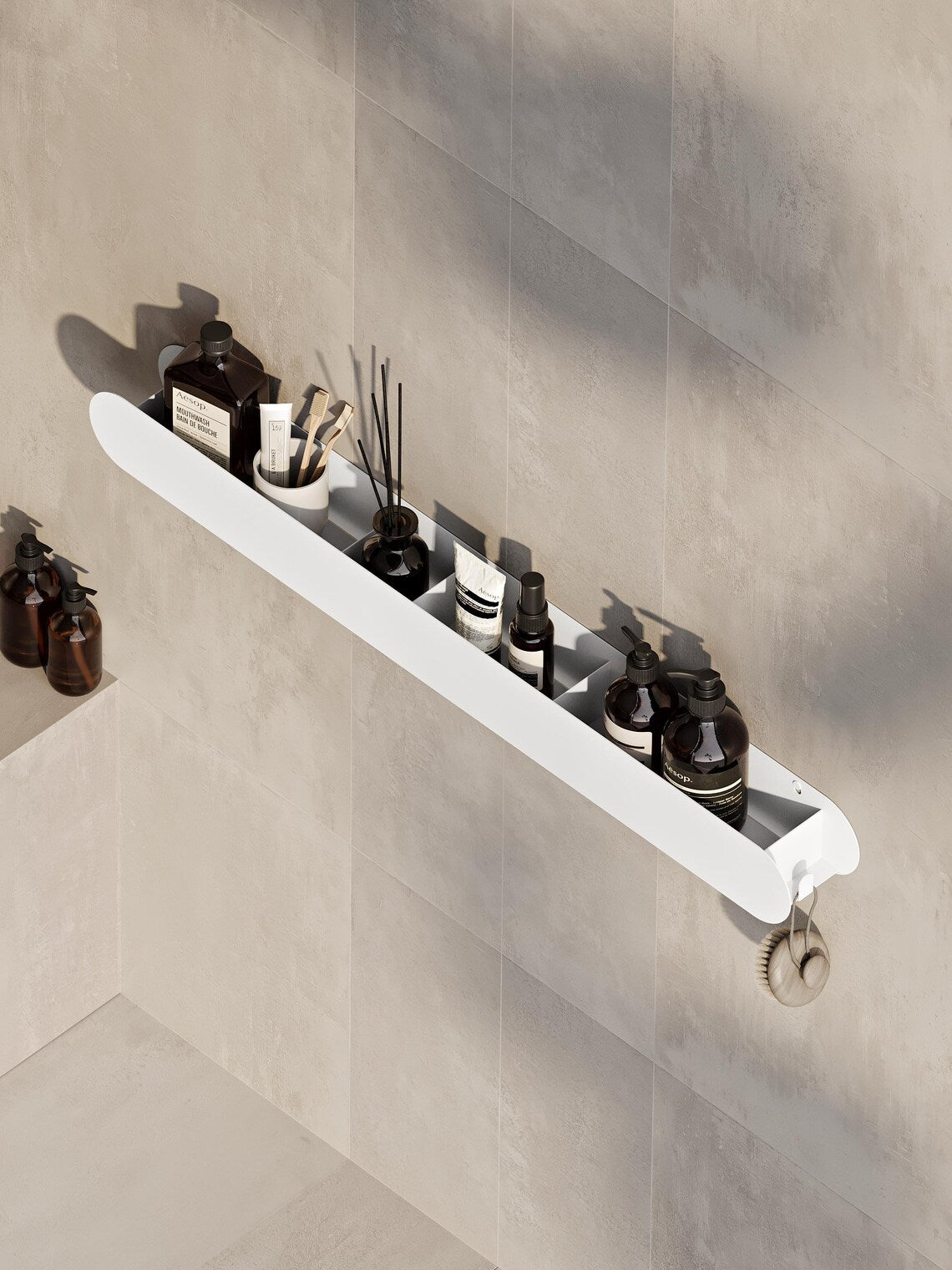 Black Wall Mounted Bathroom Shelf – Metal Floating Storage Rack for Toiletries