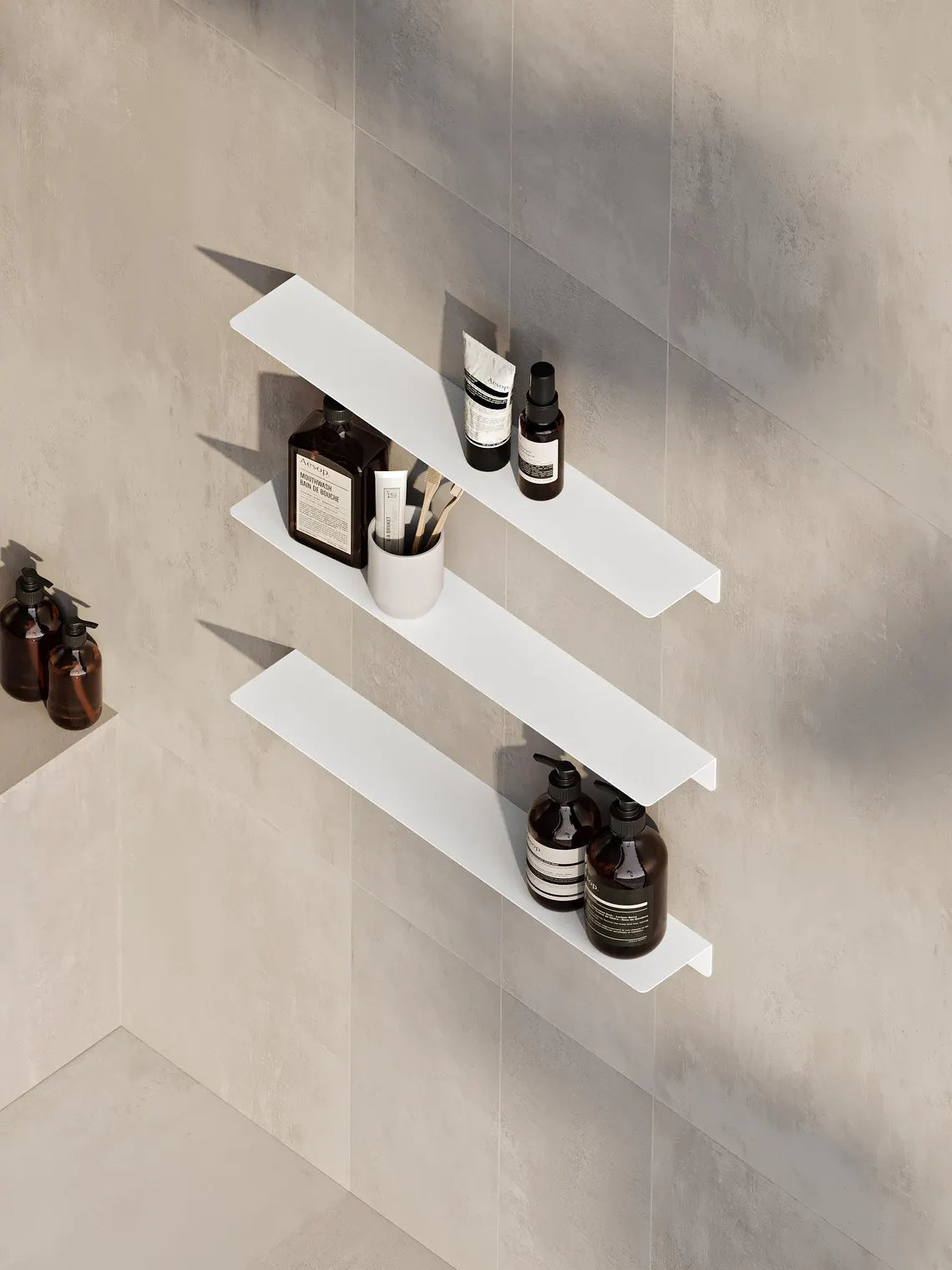 Wall-Mounted Metal Bathroom Shelf – Minimalist Floating Storage Shelf (Black or White)