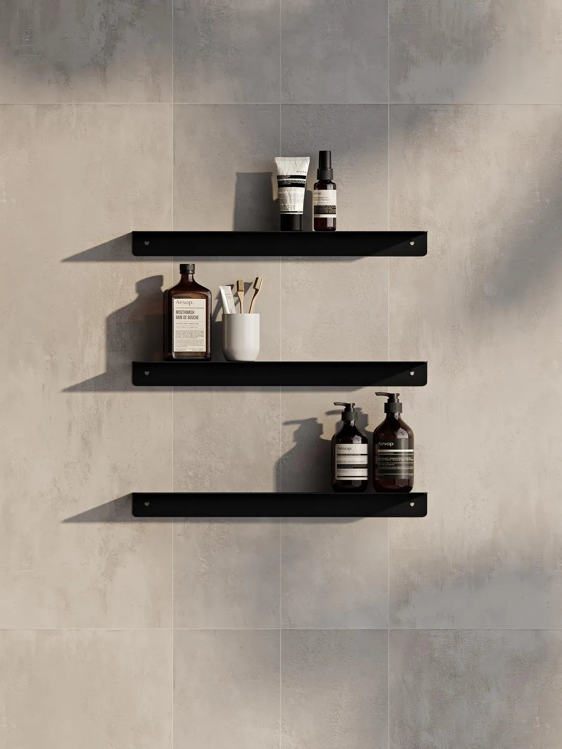 Wall-Mounted Metal Bathroom Shelf – Minimalist Floating Storage Shelf (Black or White)
