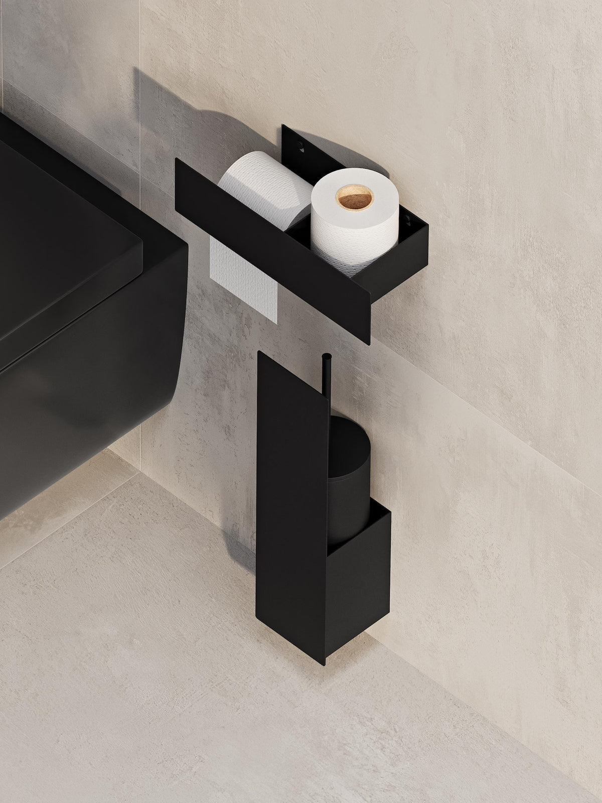 Set da bagno (cestino in acciaio, scopino per WC e portarotolo)