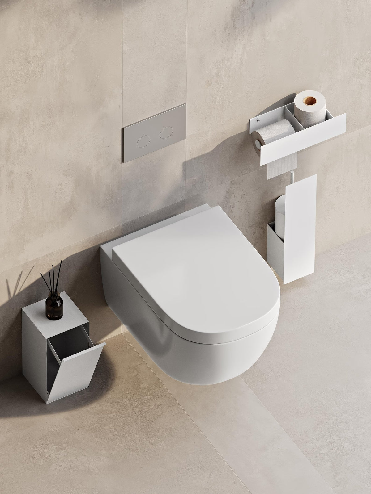 Set da bagno (cestino in acciaio, scopino per WC e portarotolo)