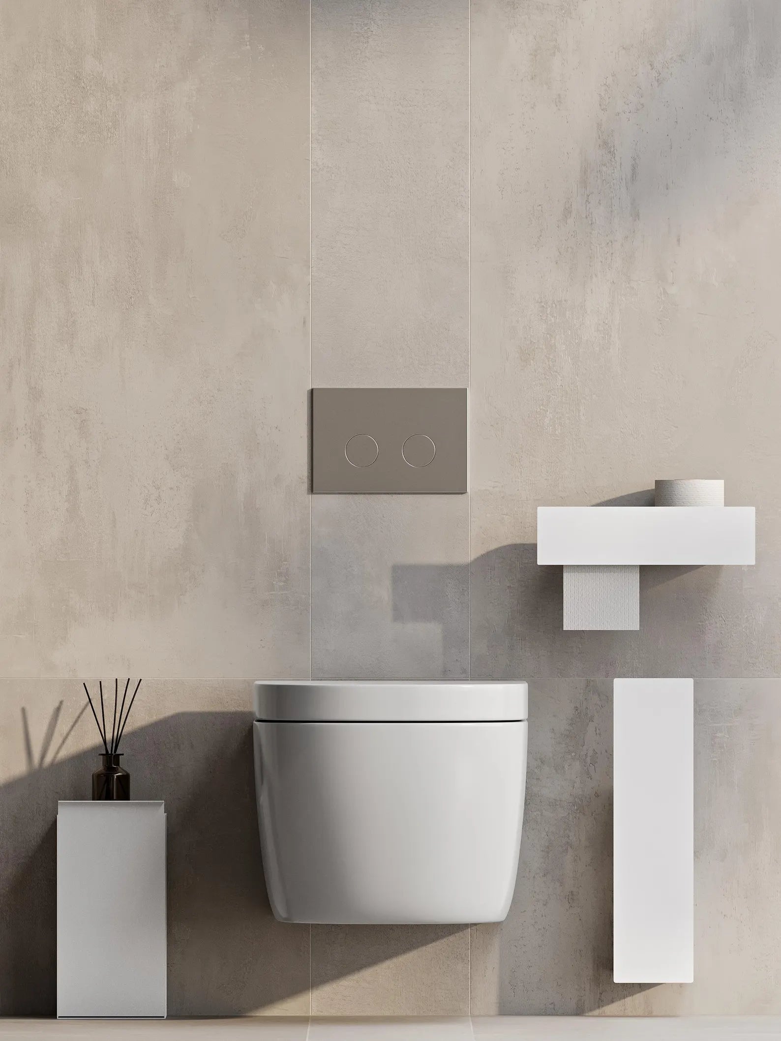 Bathroom set (Steel Trash Bin, Toilet Brush & Paper Shelf)