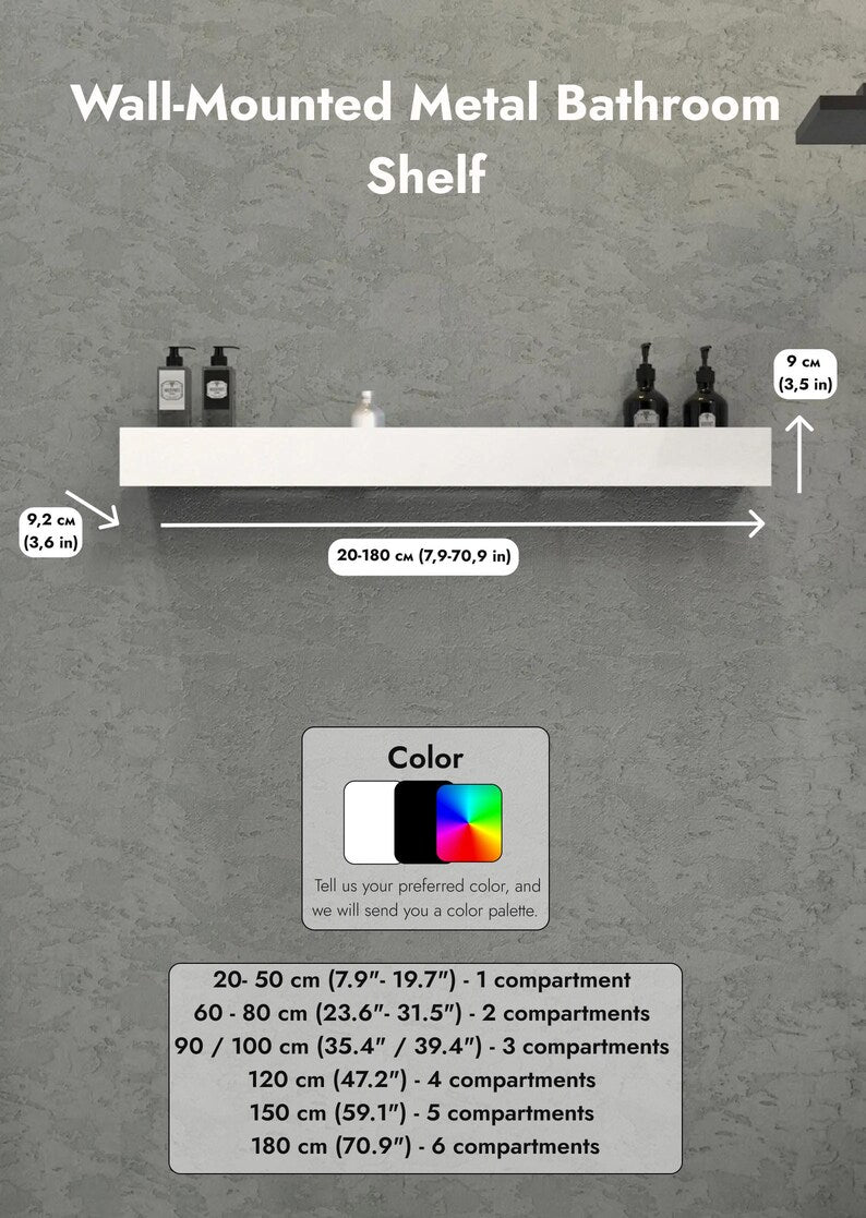 Wall-Mounted Metal Bathroom Shelf – Stainless Steel, Minimalist Design