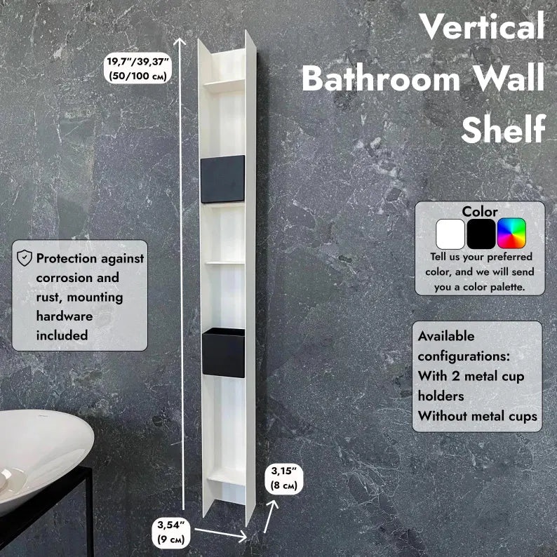 Vertical Bathroom Wall Shelf with Five Tiers