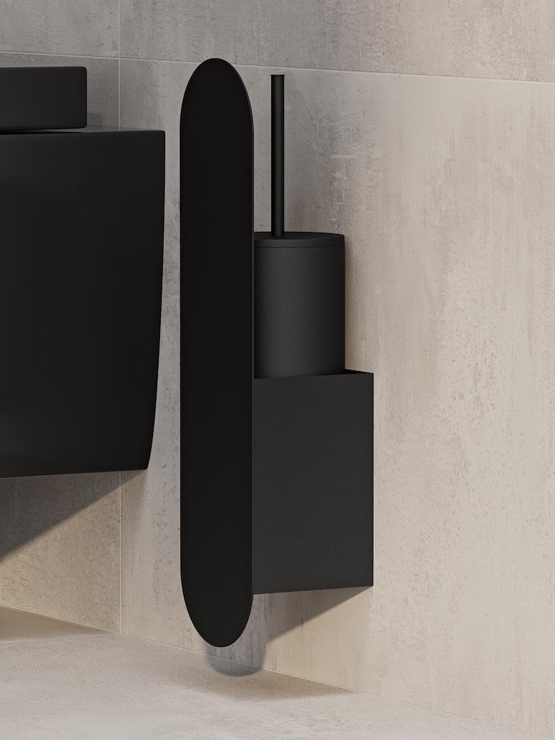 Wall-Mounted Toilet Brush with Steel Holder