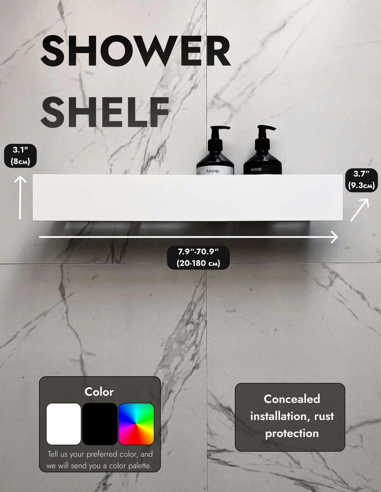 Modern designer stainless steel bathroom shelf